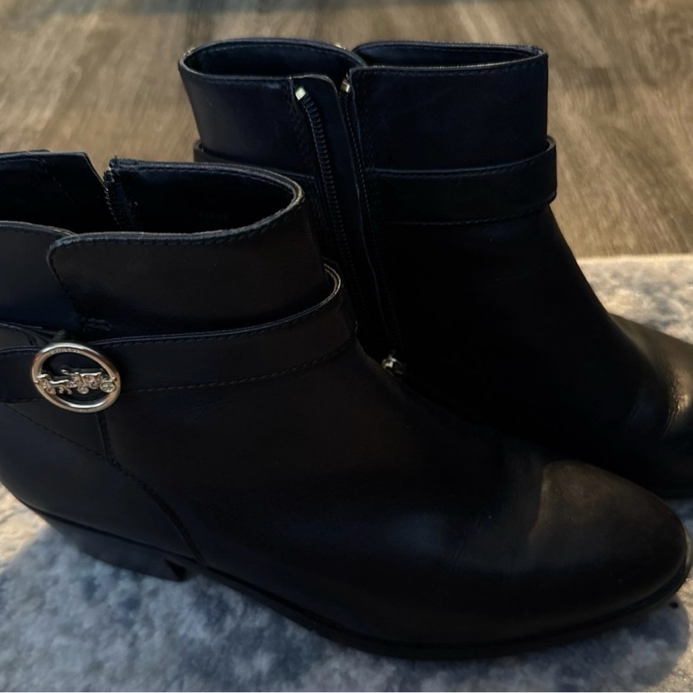 Coach Black Leather Ankle Boots